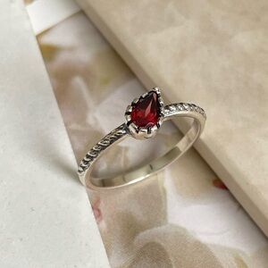 925 Sterling Silver Natural Garnet Ring  January Birthstone, Size 7, 8 & 9